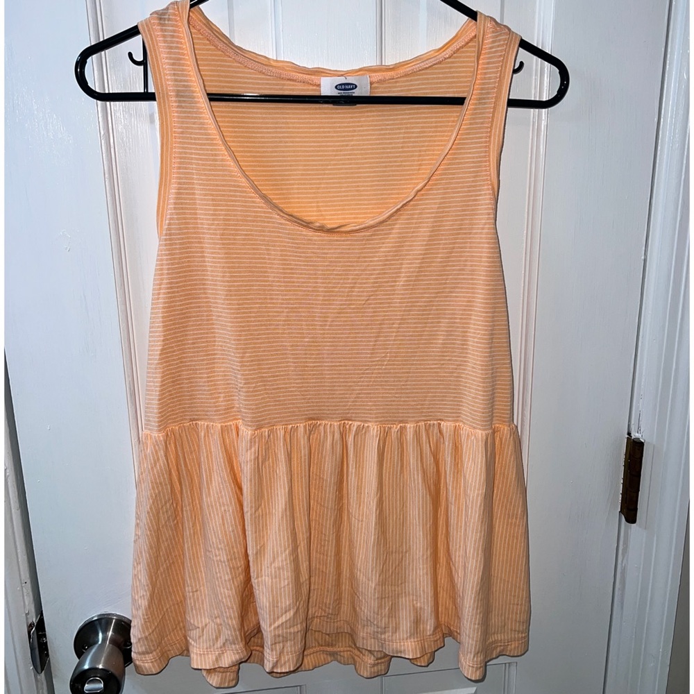 Old Navy Orange & White Striped Tank Top